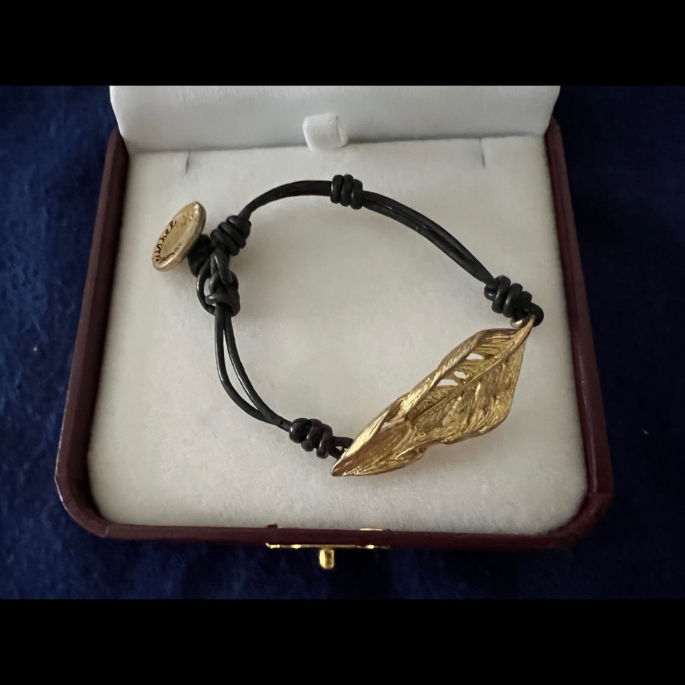 Chloe + Isabel Gold Leaf And Cord Bracelet